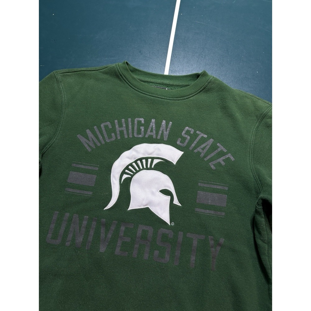 Vintage Michigan State Spartans Sweatshirt Men's Small Green Crewneck Pullover - Picture 2 of 8
